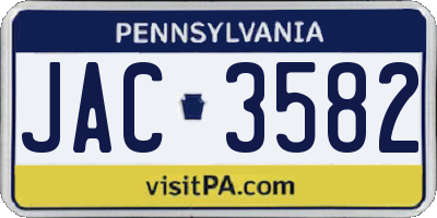 PA license plate JAC3582