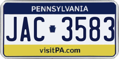 PA license plate JAC3583