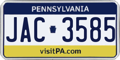 PA license plate JAC3585