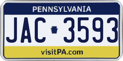 PA license plate JAC3593