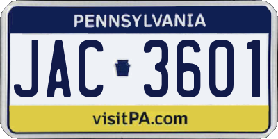 PA license plate JAC3601