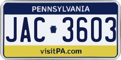 PA license plate JAC3603
