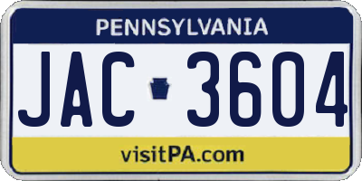 PA license plate JAC3604