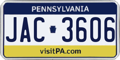 PA license plate JAC3606