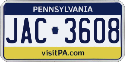 PA license plate JAC3608