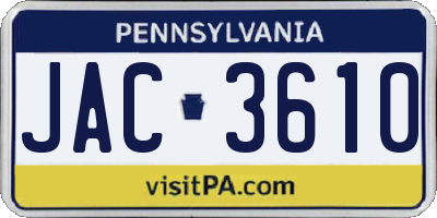 PA license plate JAC3610