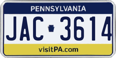 PA license plate JAC3614