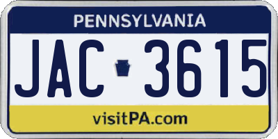 PA license plate JAC3615