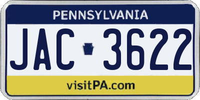 PA license plate JAC3622