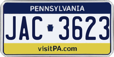 PA license plate JAC3623