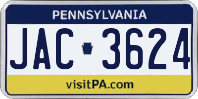PA license plate JAC3624