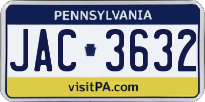PA license plate JAC3632