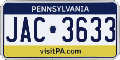 PA license plate JAC3633