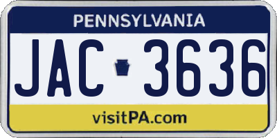 PA license plate JAC3636