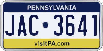 PA license plate JAC3641