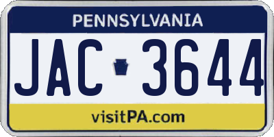 PA license plate JAC3644