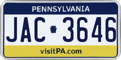 PA license plate JAC3646