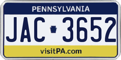 PA license plate JAC3652