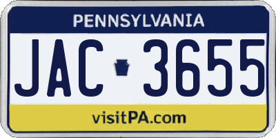 PA license plate JAC3655