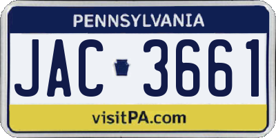 PA license plate JAC3661