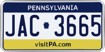 PA license plate JAC3665
