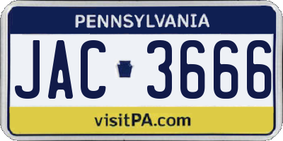 PA license plate JAC3666