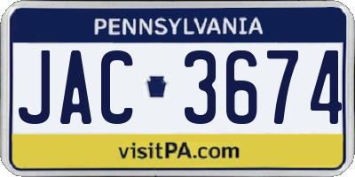 PA license plate JAC3674