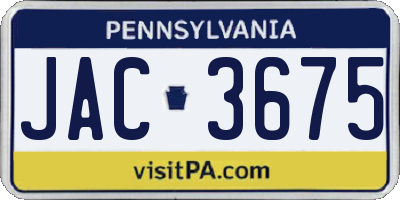 PA license plate JAC3675