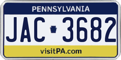 PA license plate JAC3682