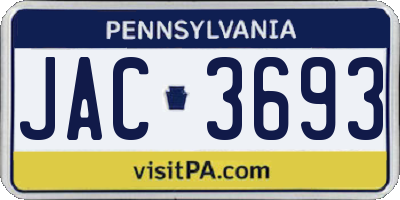 PA license plate JAC3693