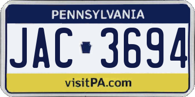 PA license plate JAC3694