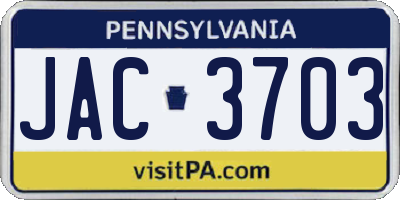 PA license plate JAC3703