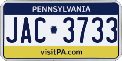 PA license plate JAC3733