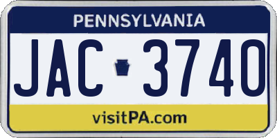 PA license plate JAC3740