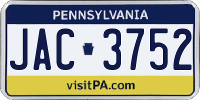 PA license plate JAC3752