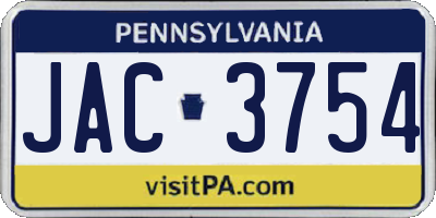 PA license plate JAC3754