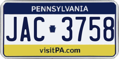 PA license plate JAC3758
