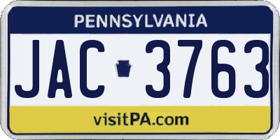 PA license plate JAC3763