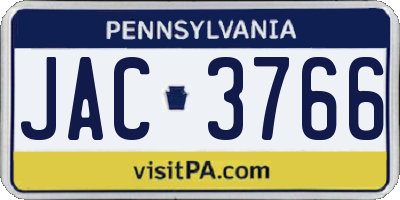 PA license plate JAC3766