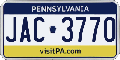 PA license plate JAC3770