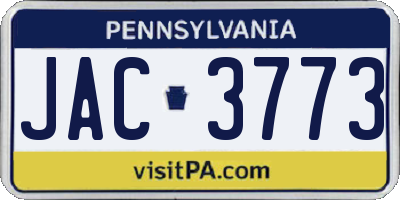 PA license plate JAC3773