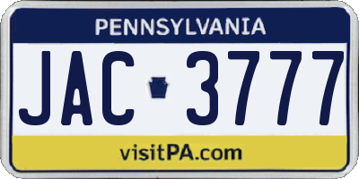 PA license plate JAC3777