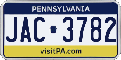 PA license plate JAC3782