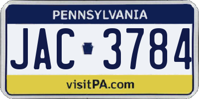 PA license plate JAC3784