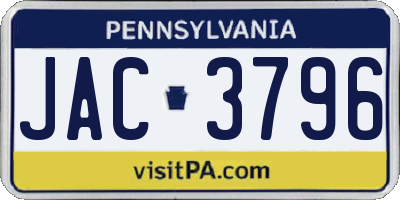PA license plate JAC3796