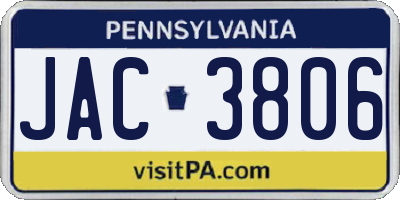 PA license plate JAC3806