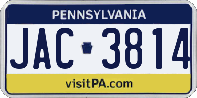 PA license plate JAC3814