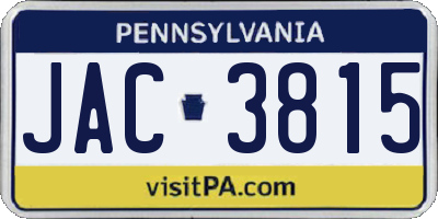 PA license plate JAC3815