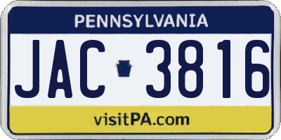 PA license plate JAC3816