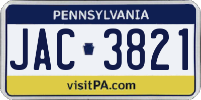 PA license plate JAC3821
